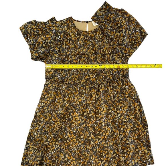 Ba&sh Sandra Autumn Leaf Print Brown Ruffle Georgette Mini Dress - Picture 7 of 13